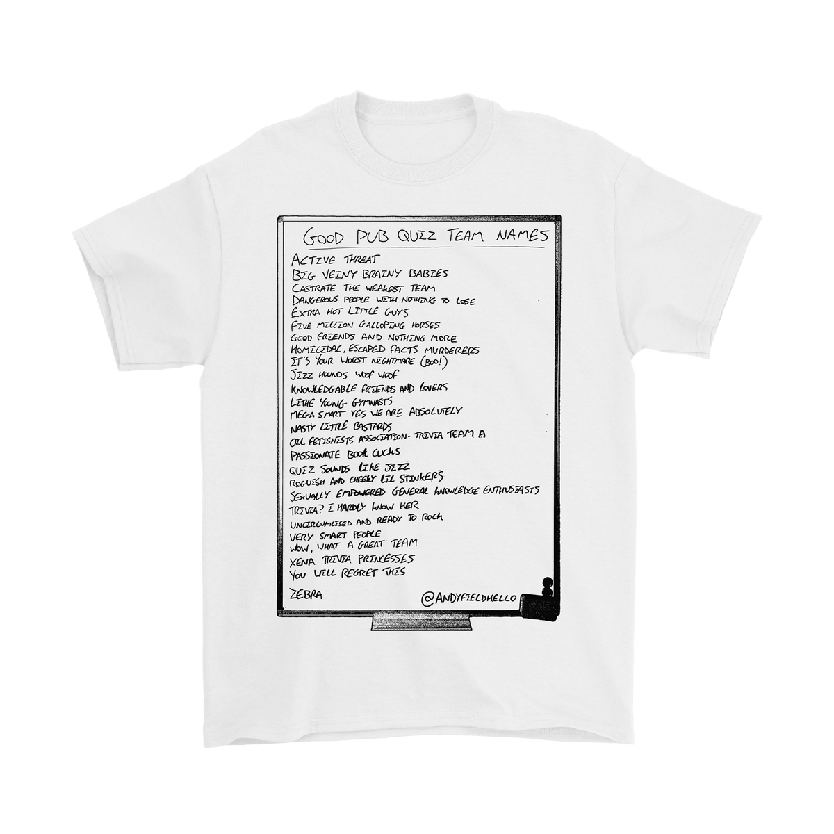A to Z Pub Quiz Tee - White