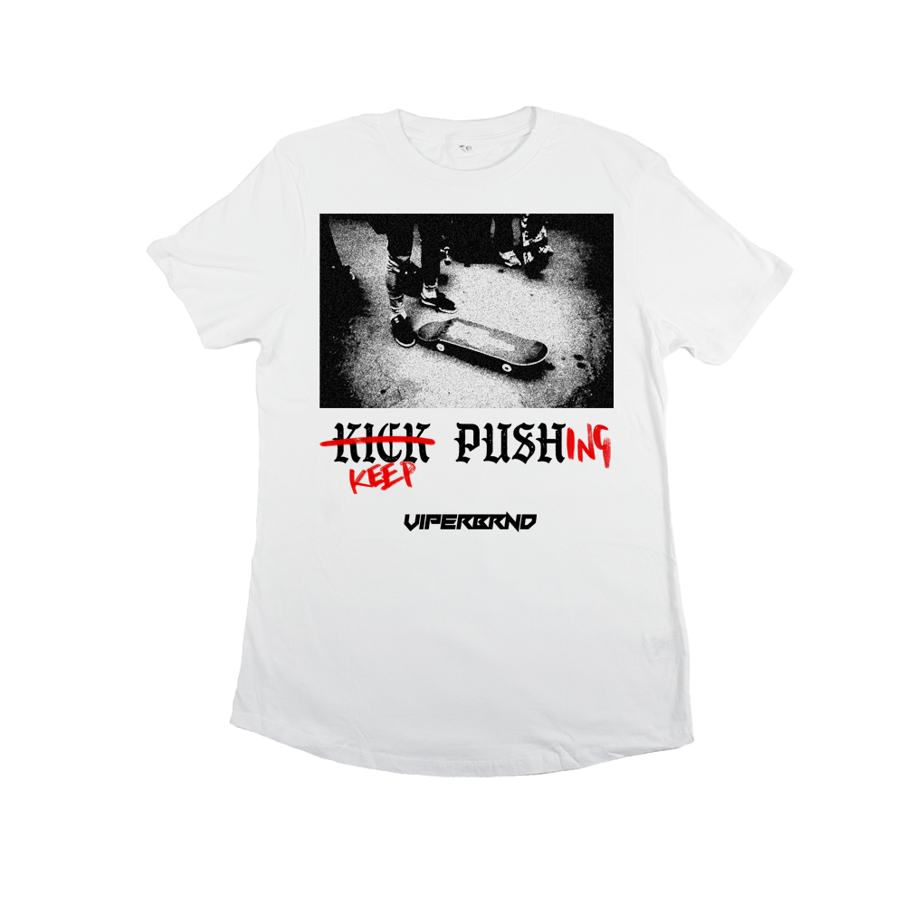 KEEPPUSHING Tee - White (Longline) image 0