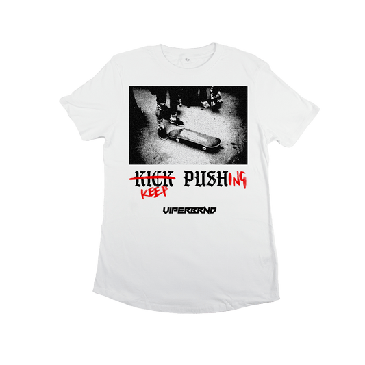 KEEPPUSHING Tee - White (Longline) image 0