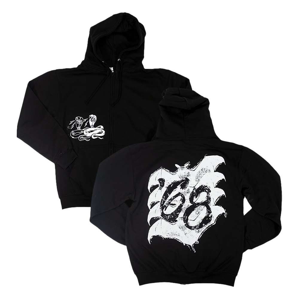 Snake Zip Hoodie - Black