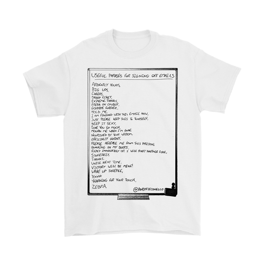 A to Z Email Sign Off Tee - White