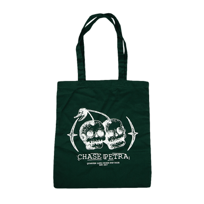 Cherry Skull Tote Bag - Bottle Green