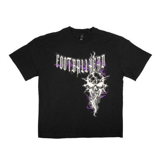 Tribal Skull Tee - Faded Black