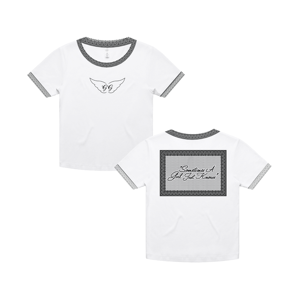 A Girl Just Knows Crop Tee - White