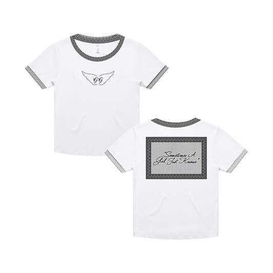 A Girl Just Knows Crop Tee - White