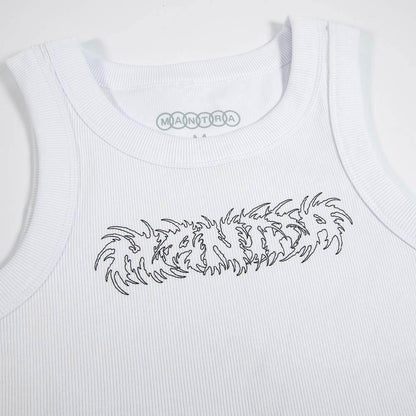 Mantra Ribbed Cropped Vest - White