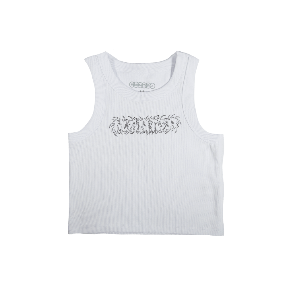 Mantra Ribbed Cropped Vest - White