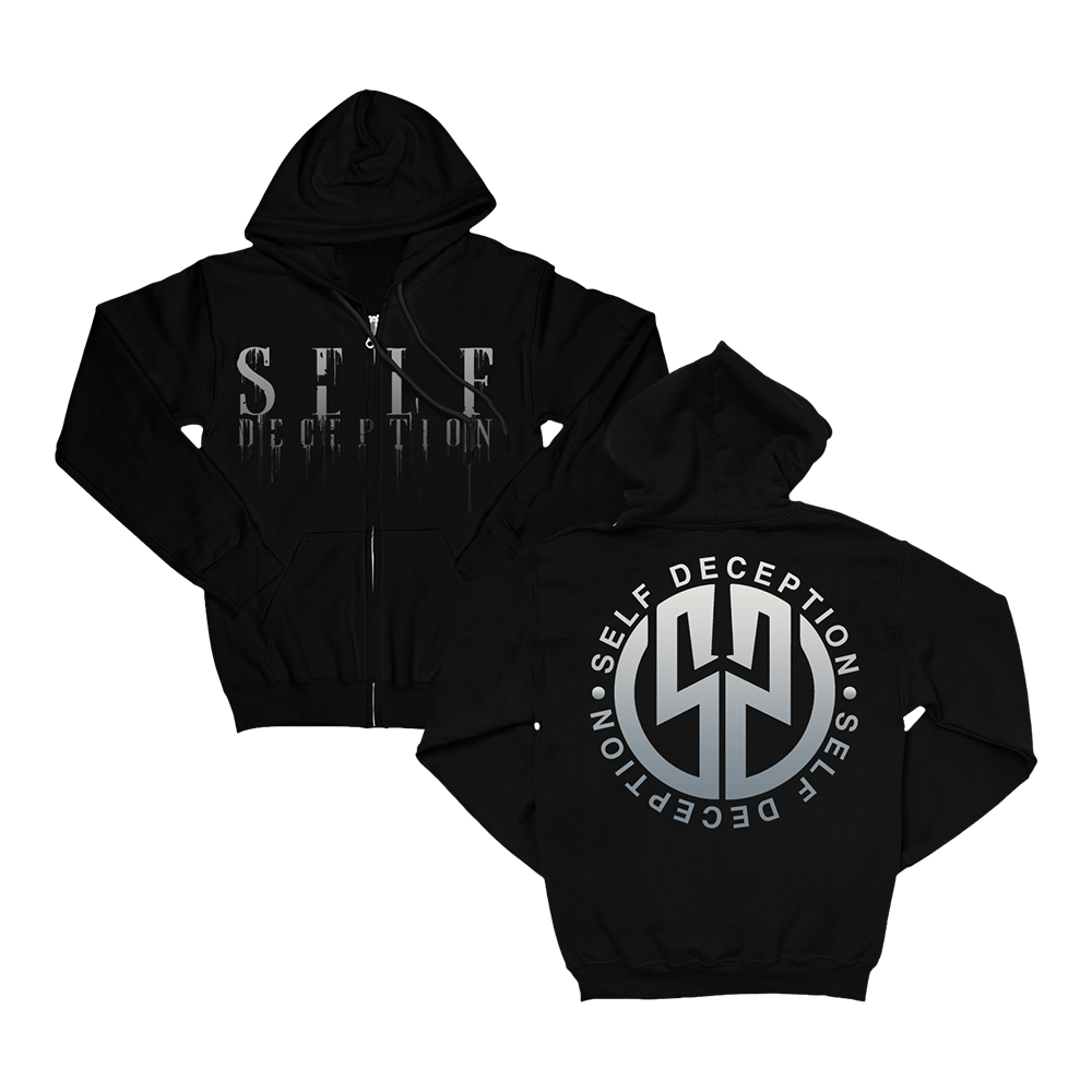 Metallic Logo Zip Hoodie - Black