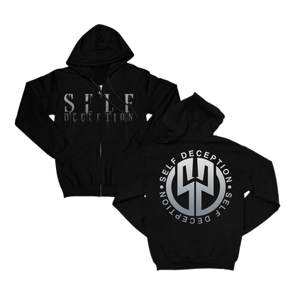 Metallic Logo Zip Hoodie - Black