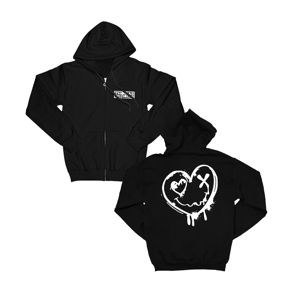 TNB Heart Zip Hoodie - Black