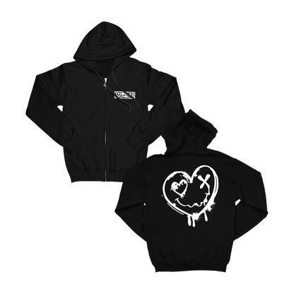 TNB Heart Zip Hoodie - Black